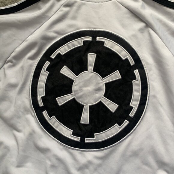 Disney Star Wars Imperial Logo Jacket Zipper Closure Size Large White & Black - Picture 8 of 12